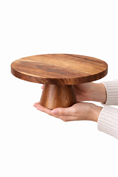 MİS KİTCHEN حامل كيك من خشب الأكاسيا مقاس 25 سم، حامل تقديم الكيك والحلويات، ...