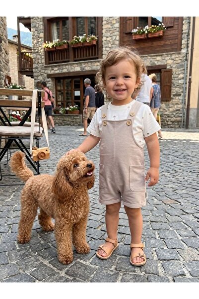 P&H BABYWEAR Palmiye Patterned Summer Salopet Set with Snap Fasteners on the ...