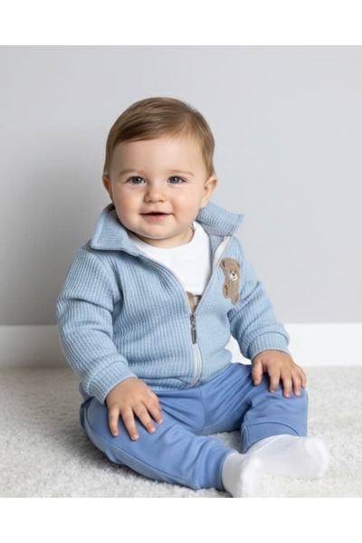 KapsülBebek Baby Boy 3-Piece Waffle Set