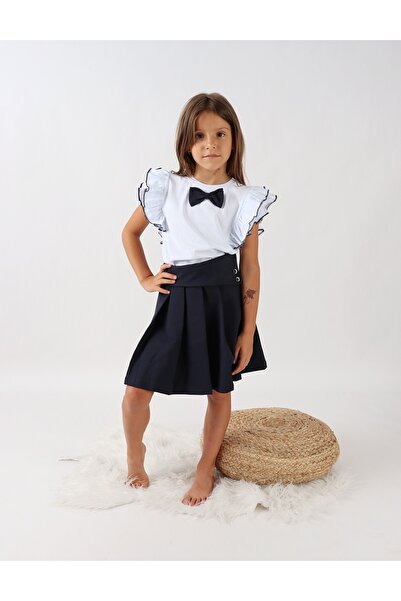 MiniKids Σετ μαθήτριας, μπλε σκούρο μπλουζάκι + φούστα