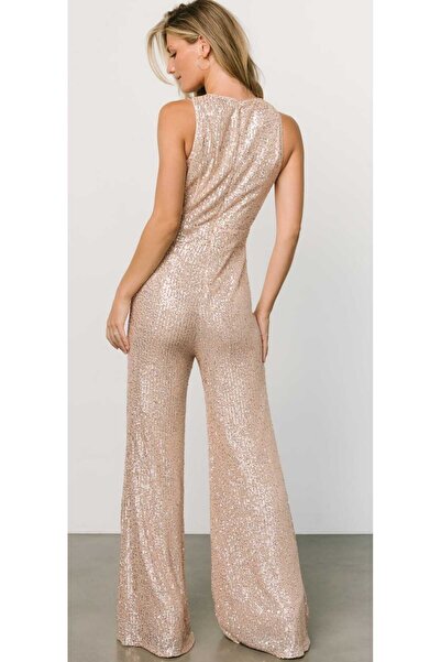 Hanife Glam Couture Hanife Glam bisiklet yaka pul payet işlemeli tulum