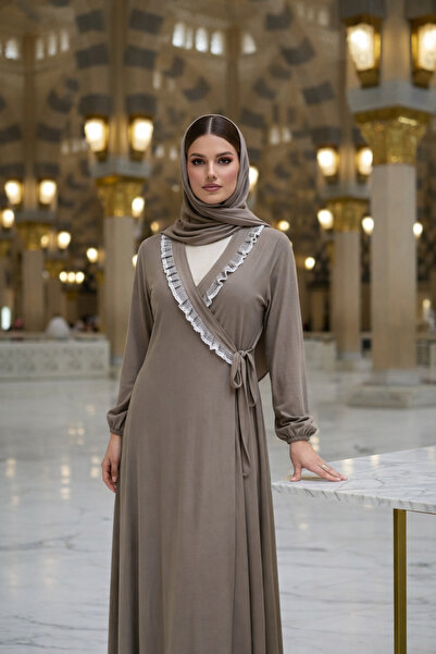 esrastyle VİZON RENK PAMUK VİSKON NAMAZ ELBİSESİ