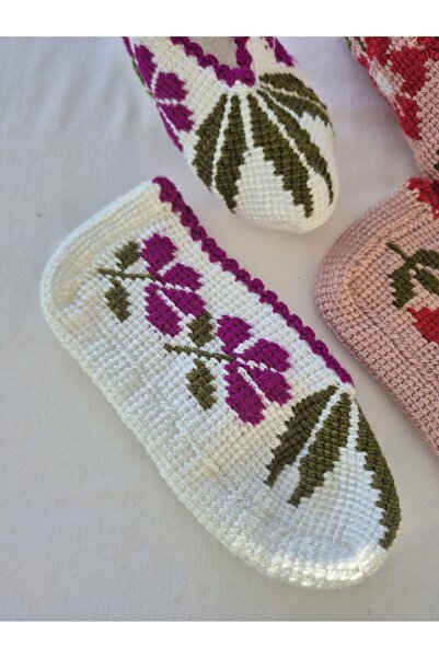 PİNA HEDİYELİK AKSESUAR Hand Knitted 2 Pairs of Tunisian Handmade Booties, Dowry Booties, Gift Booties
