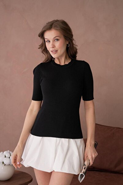 fuşyha butik Crew Neck Plain Slim Sweater