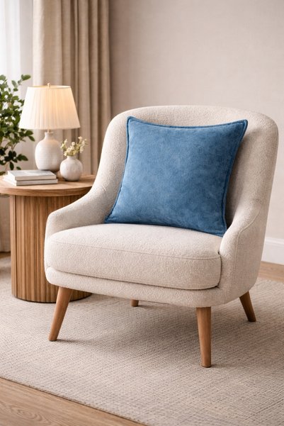 Tasarım Blue Color Stylish Decorative Cushion Cover 43X43 Modern Sofa Pillowcase Stylish
