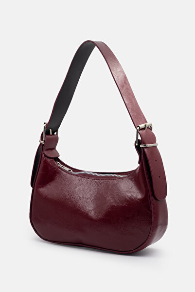 LikeMoon Γυναικεία τσάντα ώμου μπορντό μπαγκέτα, με δερμάτινη όψη, καθημερινή...