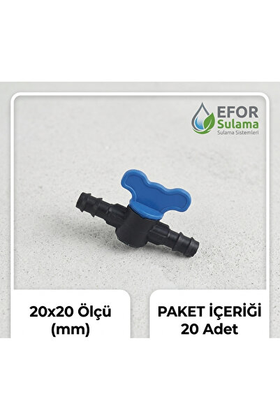EFOR Sulama 20x20 mm Damlama Sulama Vanası - 20mm Hortum Uyumlu (20 Adet)
