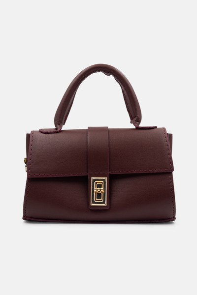 LikeMoon Burgundy Women's Handbag and Shoulder Bag – Chain Buckled Stylish Sm...