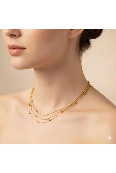 Lujo Aksesuar Çelik Kolye Gold 45cm