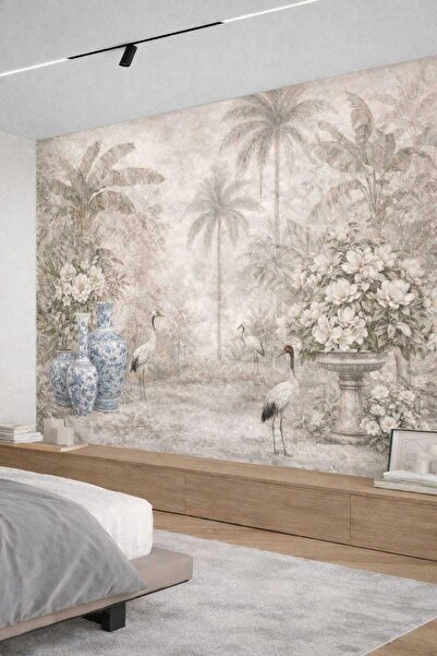 dekoartizan Tropikal Bahçe Manzaralı Dekoratif Duvar Kağıdı