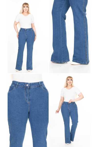 BİrHoşButik بنطلون مقاس كبير من الليكرا بالكامل مع خصر مطاطي، تصميم PALAZZO T...