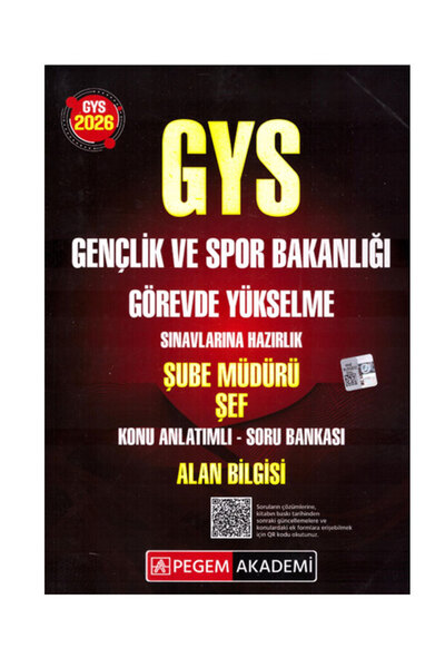 Pegem Akademi Yayıncılık 2026 GYS Gençlik ve Spor Bakanlığı Şube Müdürü Şef A...
