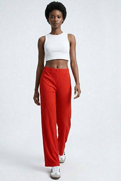 EFFE Comfortable Fit High Waist Wide-Leg Viscose Mix Women's Trousers