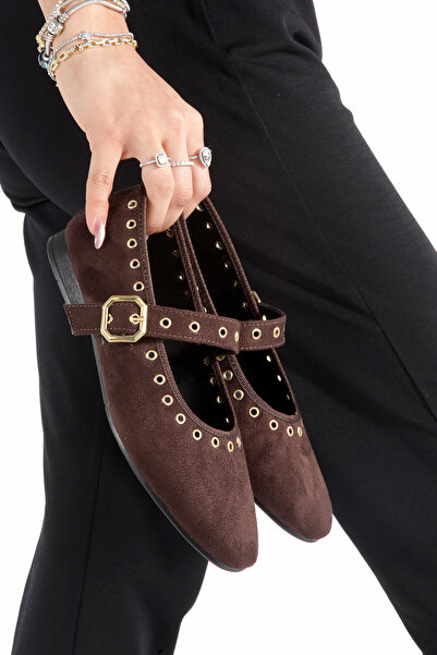 LUVETTO Cască de protecție maro piele întoarsă vârf rotund cu nituri ortopedi...