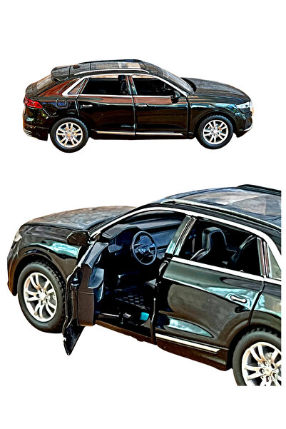 shop 1:24 Audi Q8 Sesli Işıklı Çek Bırak Metal Model Diecast Araba Siyah Renk
