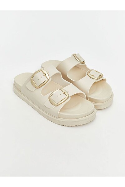 LC Waikiki Lcw Steps Beige Leather Look Women's Slippers