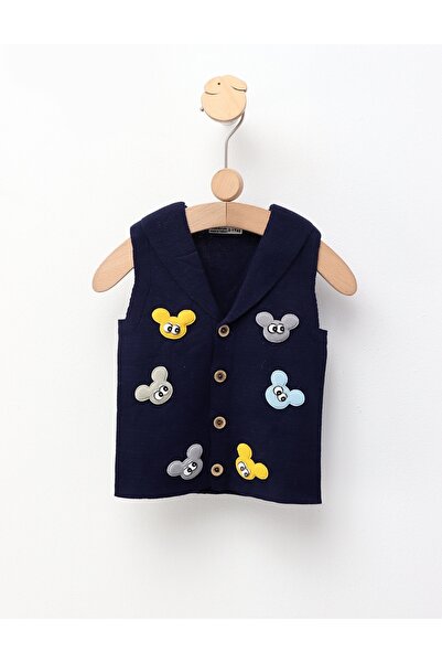 MiniKids Vesta tricotata maimutoaie, bleumarin