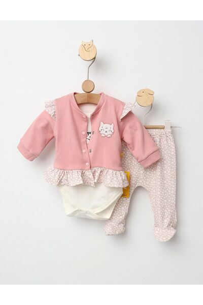 MiniKids Σετ 3 τεμαχίων Three Kittens, σχέδιο σε σκούρο ροζ χρώμα