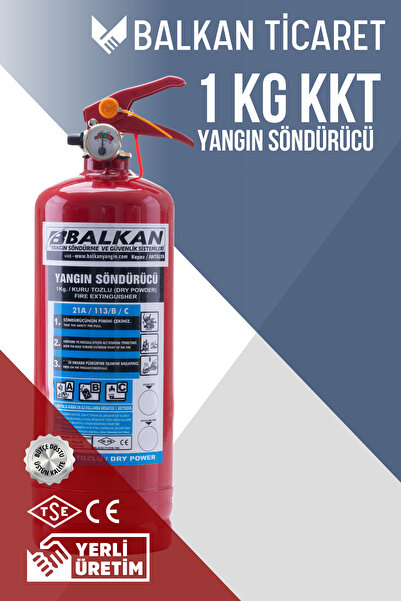 Balkan Ticaret 1Kg Yangın Tüpü Ruhsata Uygun 4 Yıllık TSE HYB CE Belgeli KKT ABC