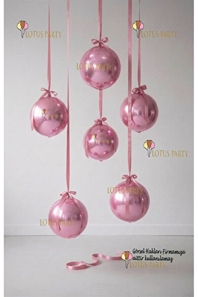 LOTUS PARTY Pembe Küre Balon - Parlak Küre Balon- Tavandan Sarkıtmalı Küre Ba...