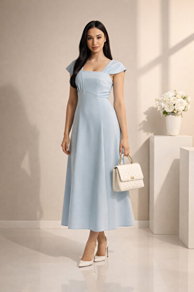 Abad Elegant Turkish dress in sky blue with soft sleeves