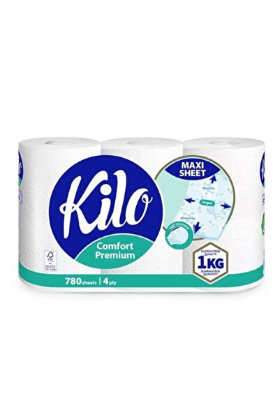 kilo Hârtie igienică Comfort Premium cu 4 straturi, 780 de coli – 6 role/pachet