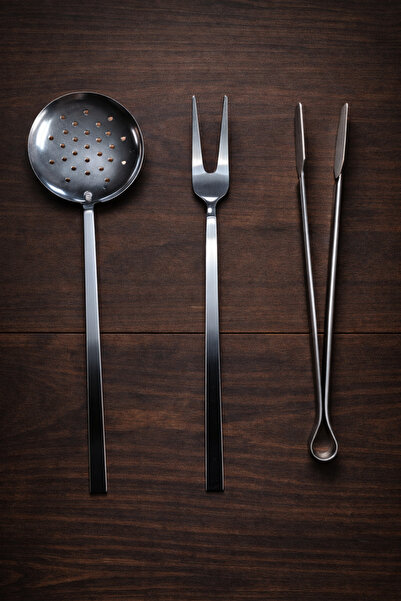 Umut طقم تقديم مكون من 3 قطع، طقم تقديم مكون من مصفاة وشوكة وملقط