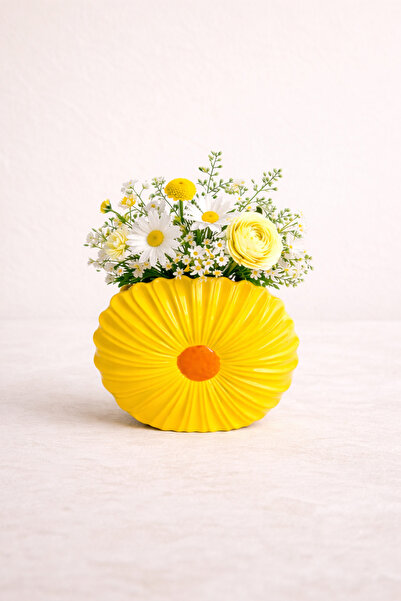 Mumperya Papatya Tasarımlı Dekoratif Vazo – Modern Ev ve Masa Dekoru