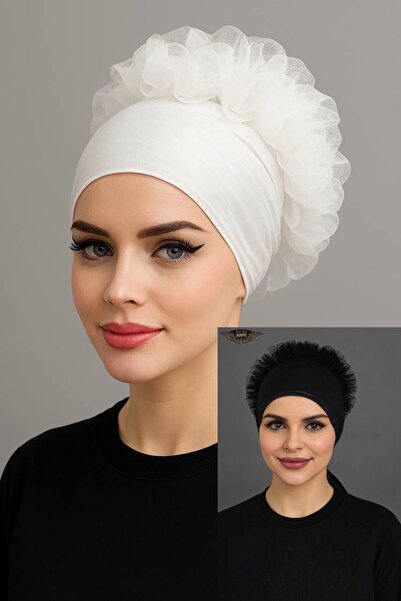 ALDAIYR قطعتان من قبعات الحجاب المزينة بالكشكشة