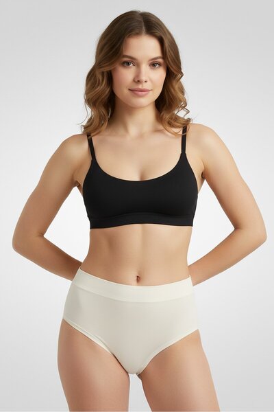 RENE ROFE Women 5 Pieces Plain Hi Cut Panty, Multicolor