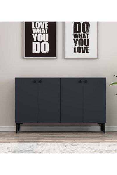 morepp Onna 120 cm Konsol, Tv Ünitesi, Çok Amaçlı Dolap Antrasit-Siyah