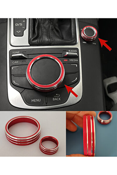 GCP German Car Parts إطار أزرار A3 8V باللون الأحمر - إطار أزرار دائري A3 8V