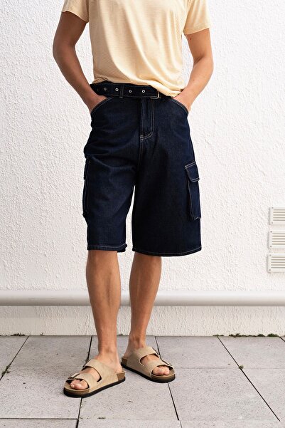 Hiccup Pantaloni scurți midi din denim cu croială lejeră și buzunare GIESTO