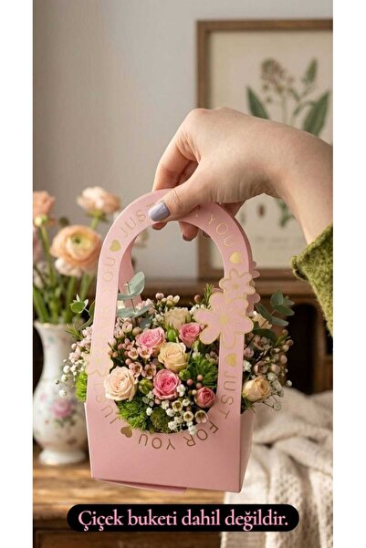 hobidaşım Just For You Serisi Pudra Pembe Çiçek Çantası - Vazo ve Oasis Uyuml...