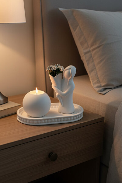 LALEZEN HOME STANTLI CICEKLİ KIZ DEKORU & TOP MUMLUK