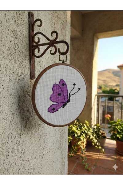 HoşEvim Mor kelebek kanaviçe pano(el yapımı)