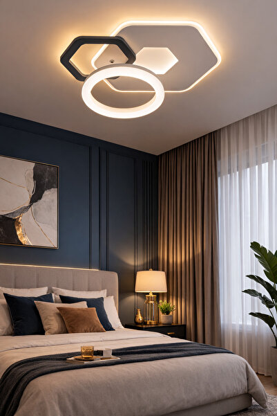 Vinner Atelier Hexa Modern LED Plafonyer – Geometrik Tasarımlı Salon ve Yatak...