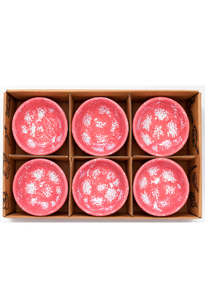 RSI Home Ceramic 6-Piece Pink Snack Plate Presentation Set, Jam Bowl, Sauce Bowl