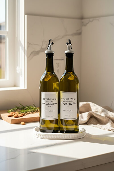 LALEZEN HOME İNCİLİ MODEL STANT - ZEYTİNYAĞI & AYÇİÇEK YAĞI ŞİŞESİ CAM 750ML