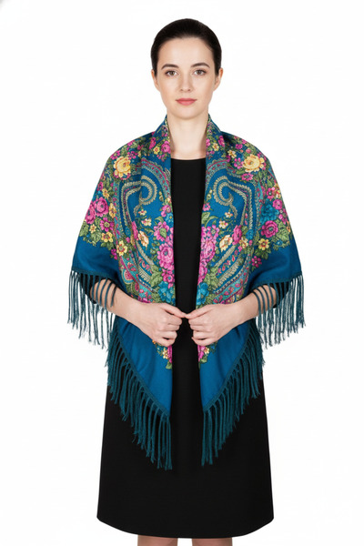 Bidani - Midnight Blue Folk Shawl