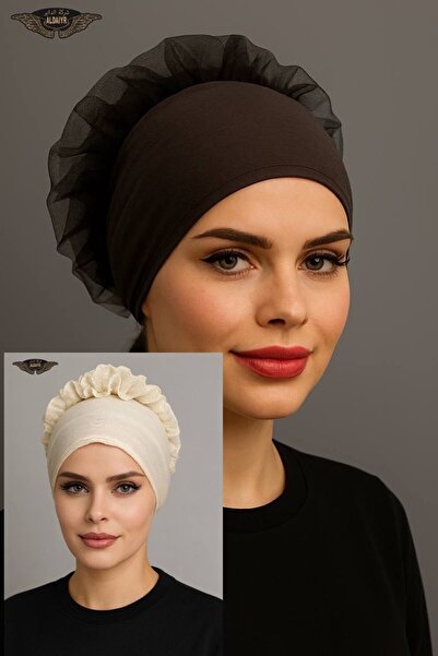 ALDAIYR قطعتان من قبعات الحجاب المزينة بالكشكشة