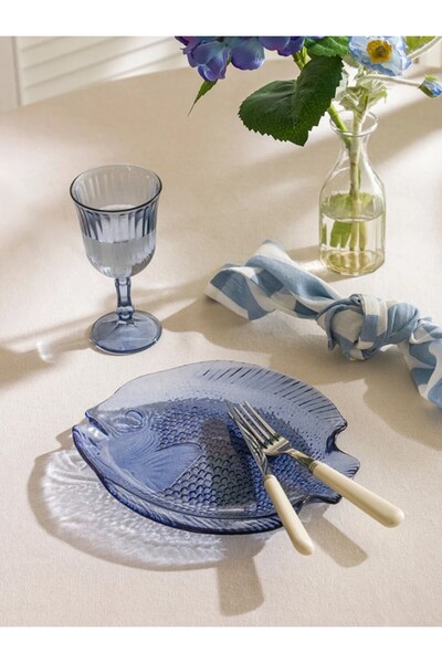 LC Waikiki LCW HOME Mavi Balık Figürlü Cam Tabak 25 Cm