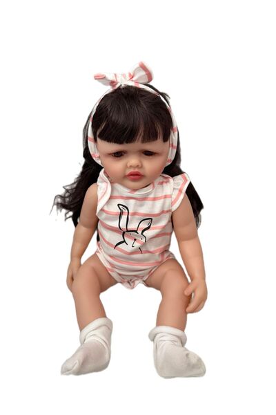 Kayra 48 Cm Reborn Gerçekçi Silikon Vinil Bebek Emzik Biberon Hediyeli