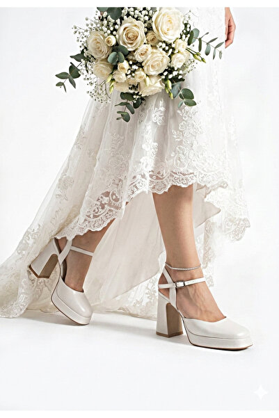 Modavien Ženske cipele za večernju haljinu sa platformom od 10 cm, boje ekru