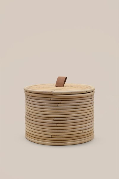 Barine Home Gouda Leather Strappy Covered Rattan Basket / Box 20X20Xh14