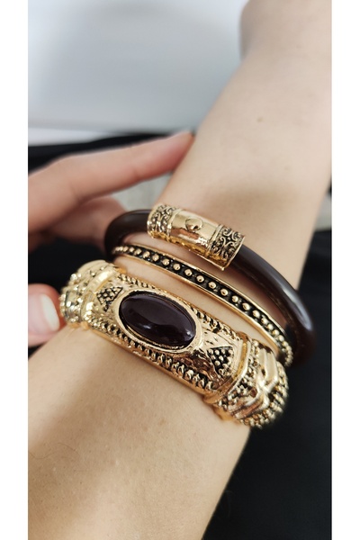 Desire Zr Vintage Tasarım Çelik 3'lü Set bileklik