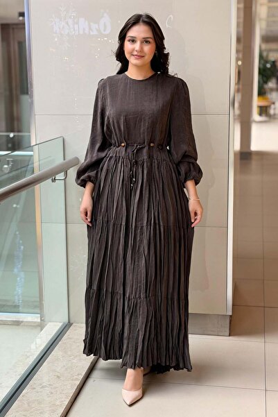 Ceremony Beli Boncuk Kemerli Suel Kraşlı Elbise