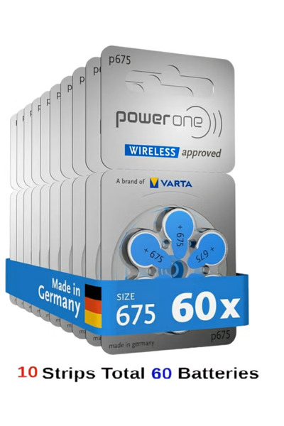 powerone Original High-Level Hearing Battery Kit, 60 Pieces, P675