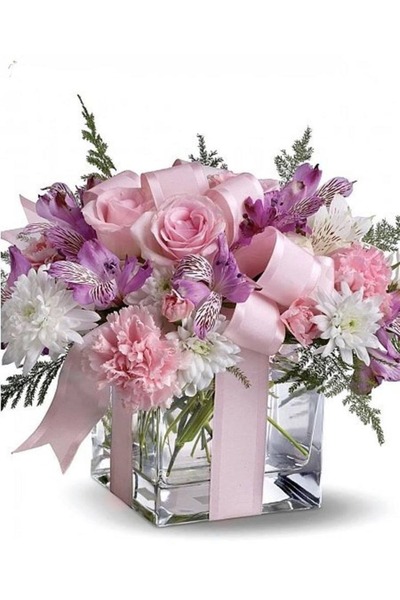 P H Panayır Home Trend Cam Vază pătrată pentru blat de masă, pătrată albastru...