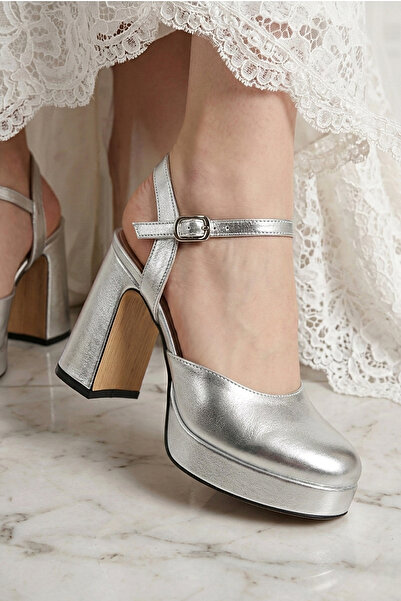 Modavien Women's 10 cm Platform Silver Evening Dress Shoes